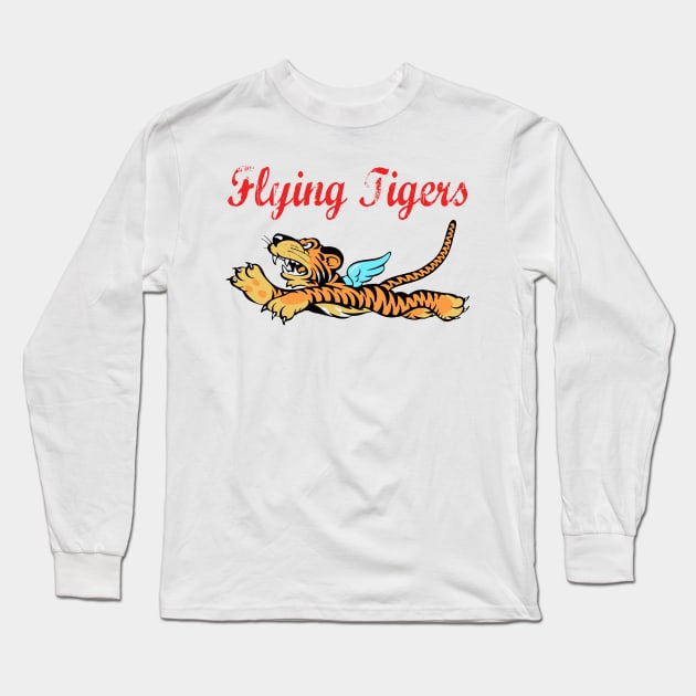 Flying Tigers WWII Distressed Long Sleeve T-Shirt by Mandra